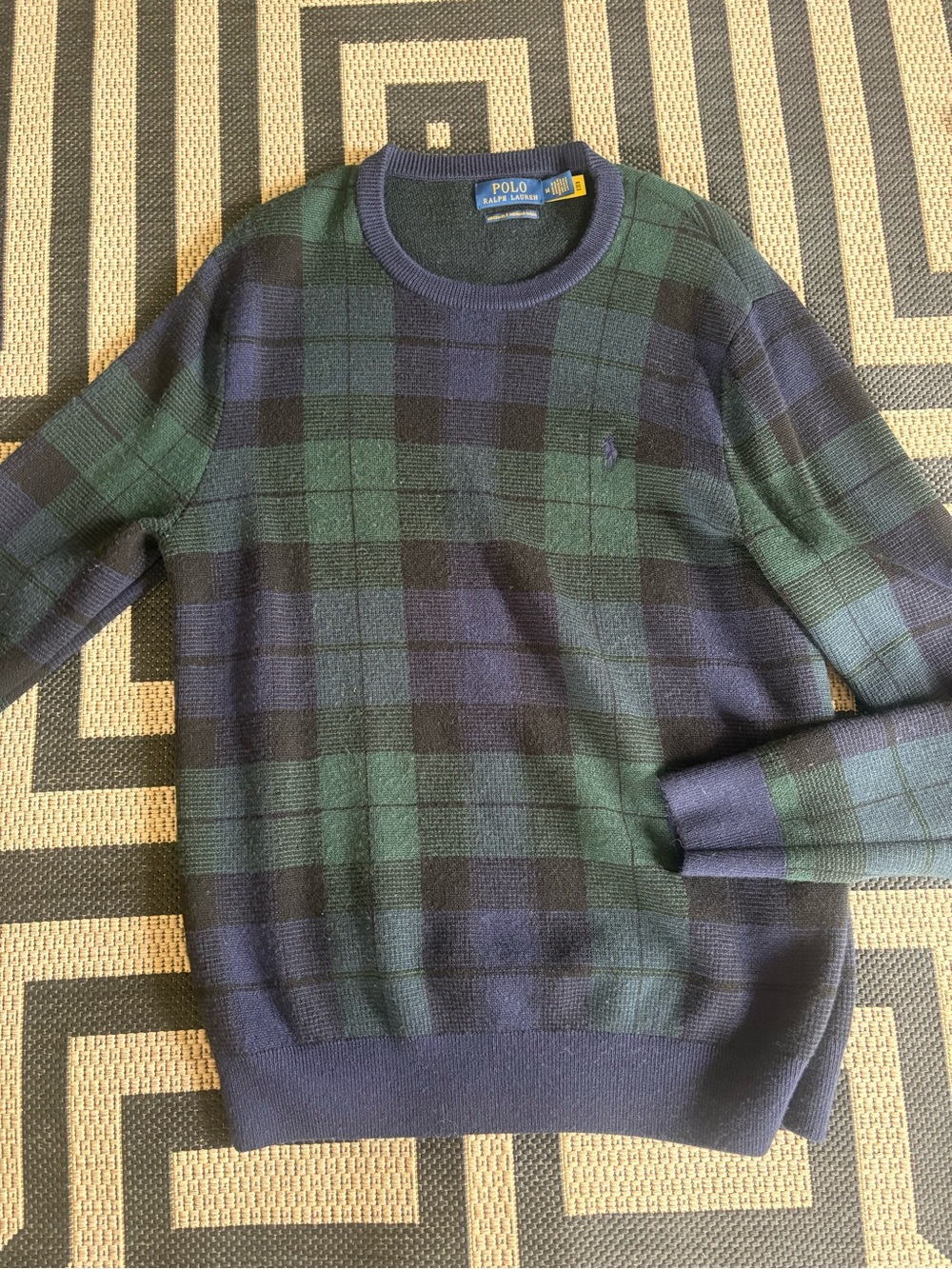 Polo by Ralph Lauren Navy & Forest Green Plaid Crewneck Sweater